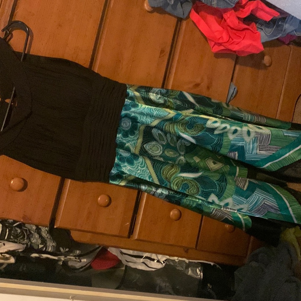 Green and black prom dress